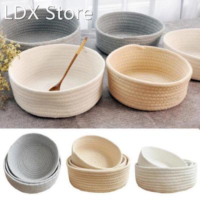 Woven Style Storage Basket Elliptical Cotton Rope Bin Organi