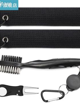1Set Golf Towels/Brush/Divot Cleaning Kits Waffle Pattern Go