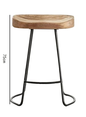 Postmodern Simple Iron Foot Stool Practical Solid Wood Surfa