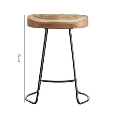 Postmodern Simple Iron Foot Stool Practical Solid Wood Surfa