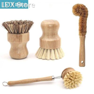 Plant Based Cleaning Brush Set,Bamboo Kitchen Scrub Brush Se