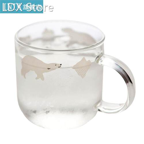 Heat Resistant Glass Coffee Mug Printed Polar Bear P