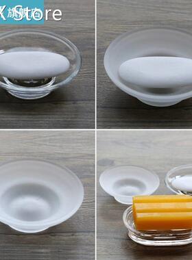 Soap Dish Round Glass Storage Box Clear Holder Accessories F