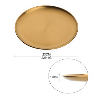 1 Pcs Dinner Plates Gold Plate Serving Dishes Round Colorful