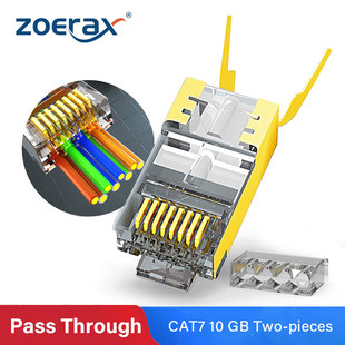 ZoeRax RJ45 Cat8 Cat7 & Cat6A Pass Through connectors 8P8C 5