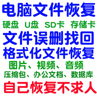 找回 电脑数据恢复移动硬盘u盘存储sd卡回收站删除误删格式 化文件