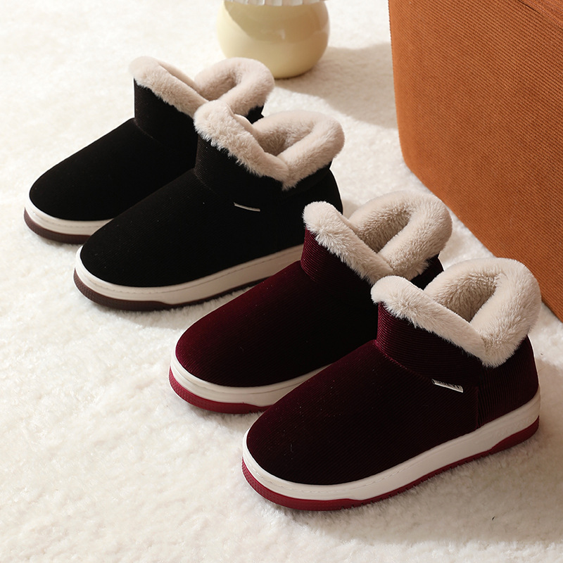 冬季手工保暖棉鞋加绒加厚防滑软牛筋底中老年男女居家韩版布棉鞋