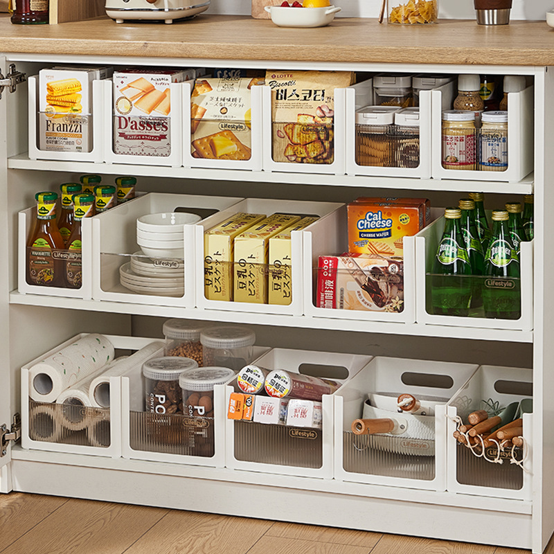 橱柜收纳盒可伸缩直角抽屉内置