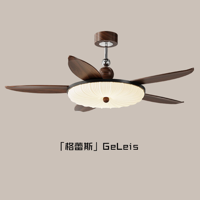 52寸静音风扇灯吊扇灯2025新款客厅餐厅卧室中古风餐厅灯风扇一体