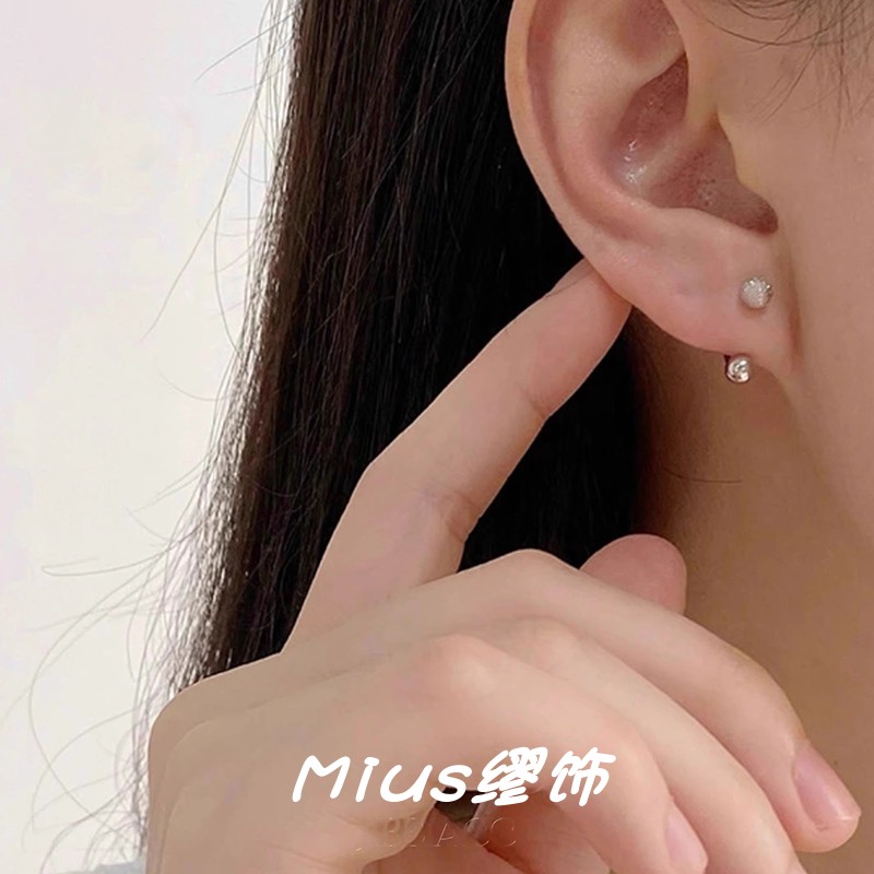 999纯银U型一体式两个连体双耳钉