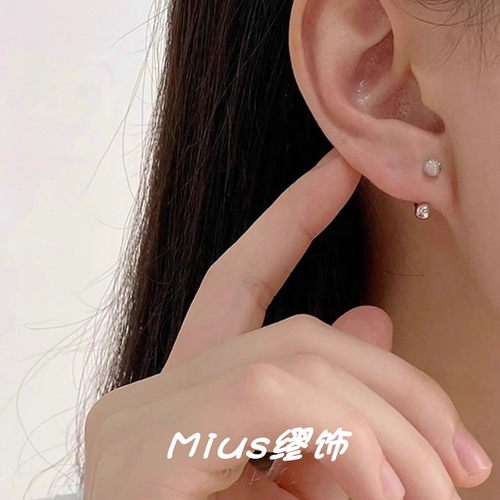 999纯银U型一体式两个连体双耳洞耳饰耳钉女耳环2025新款高级独特