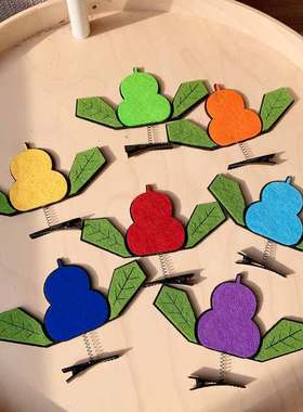 葫芦娃弹簧鸭夹儿童拍照学生表演道具发饰闺蜜情侣出街显眼发夹