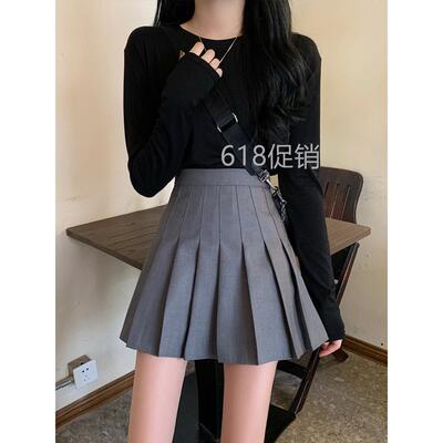 灰色百褶裙半身裙女夏季2025新款高腰显瘦jk西装短裙短款a字裙子