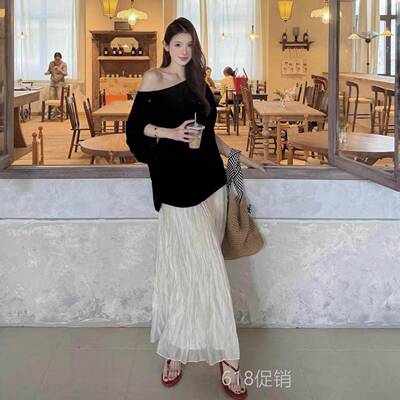 李）褶皱 轻奢 悬风 设计感绝美纱半裙春夏蓬蓬超仙高级百褶长裙