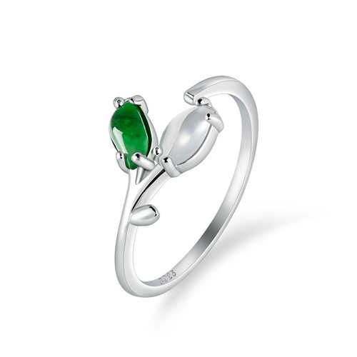 时尚绿宝石小众设计尾戒翠莹福