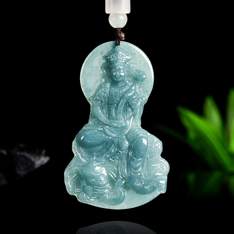 天然翡翠A货翡翠龙凤呈祥款吊坠