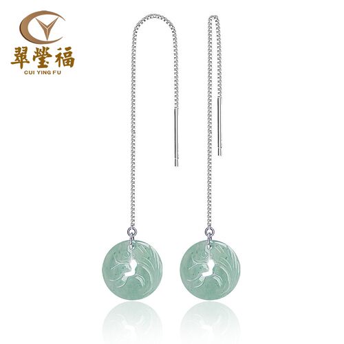 翠莹福翡翠S925银耳线耳坠