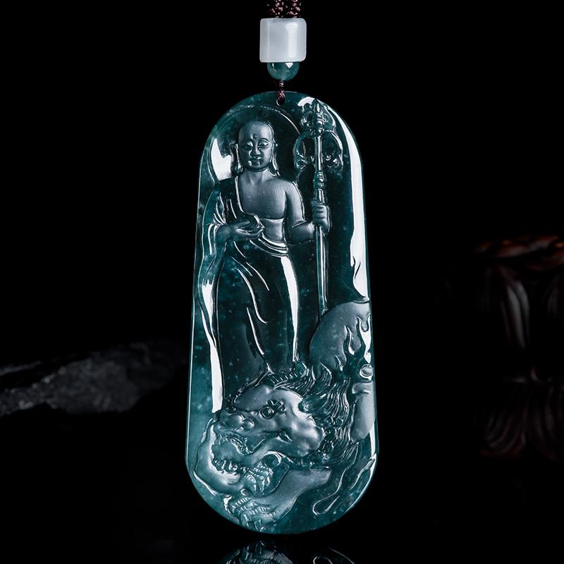 翠莹福A货蓝水生肖马吊坠