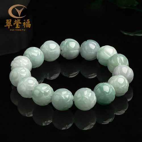 翠莹福缅甸翡翠莲花手串