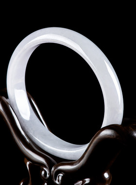 翠莹福天然缅甸A货翡翠润白手镯贵妃镯冰种玉石镯子女手饰 SZ12