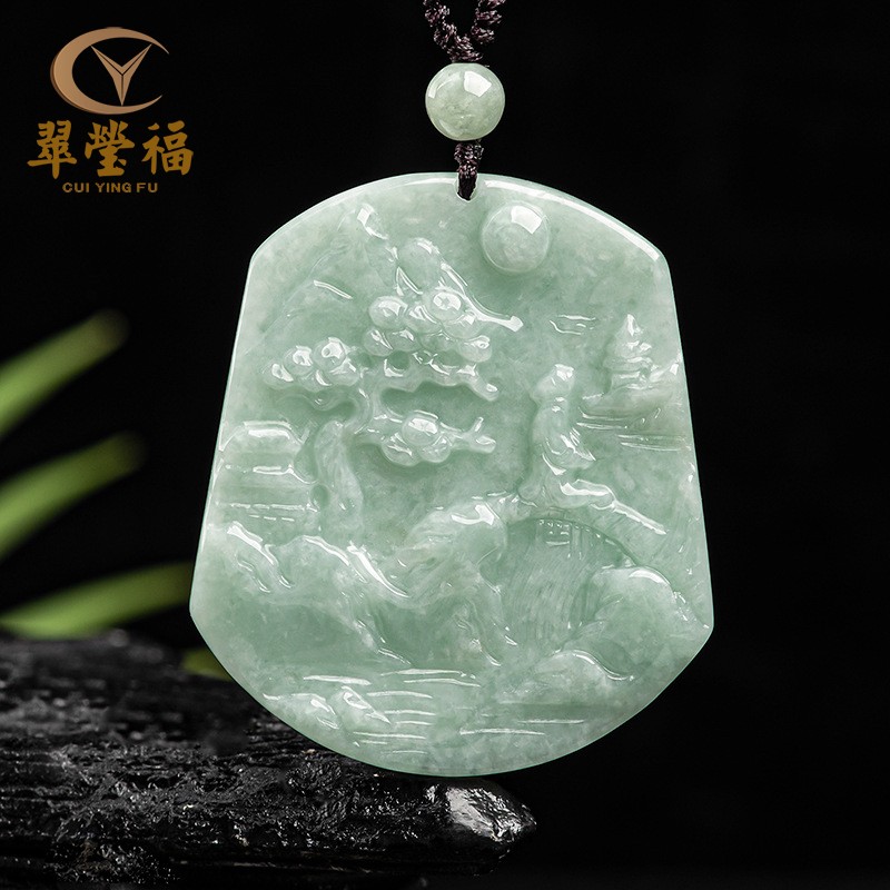翠莹福翡翠山水牌吊坠