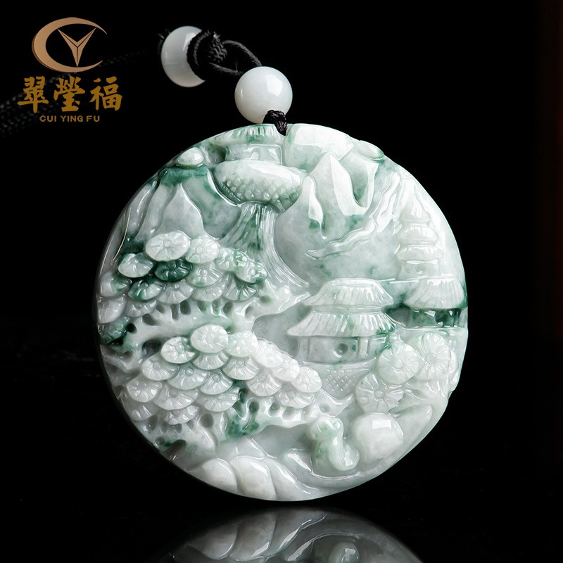 翠莹福翡翠三水牌男女款吊坠