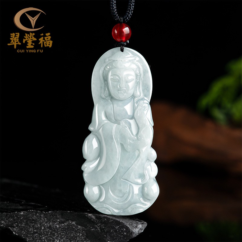 翠莹福缅甸翡翠站观音吊坠