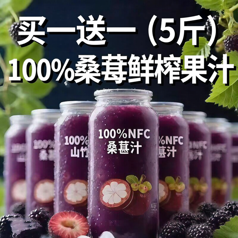 梵赞100%桑葚汁甄选鲜榨桑葚原榨果汁鲜果天然无添加0糖0脂饮料