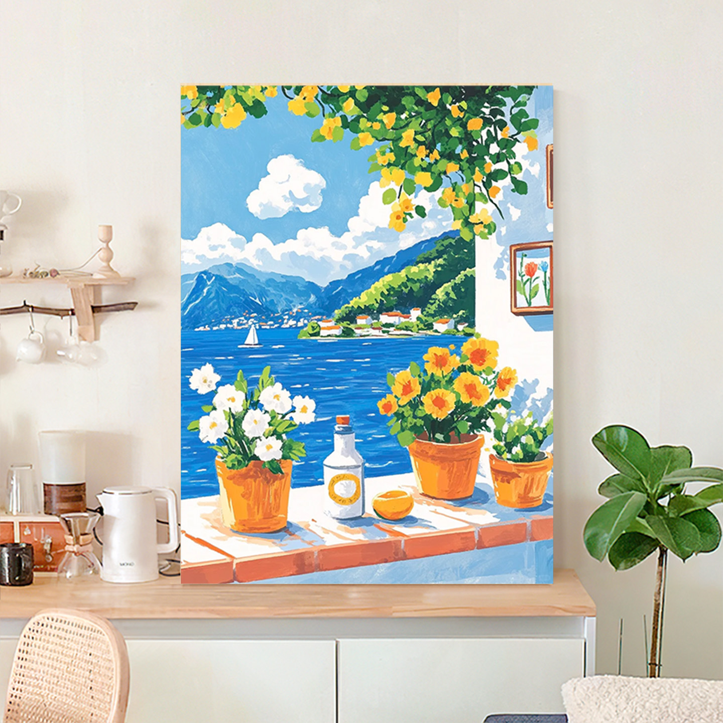 海景数字油画diy手工填色画手绘花卉丙烯画油彩治愈系高级感风景