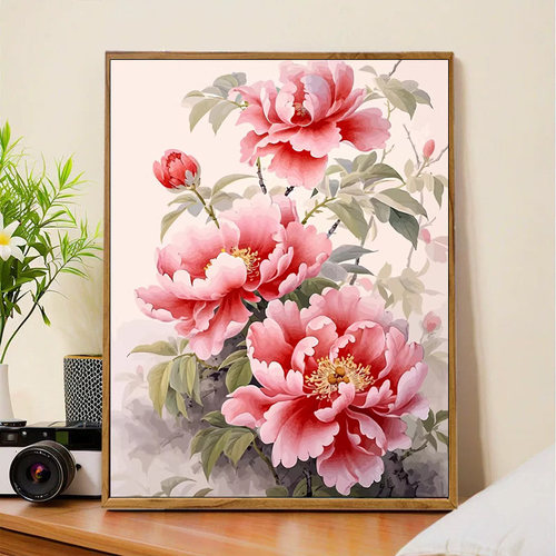 牡丹花DIY数字油画手绘花卉风景填色涂色手工装饰画客厅2026新款