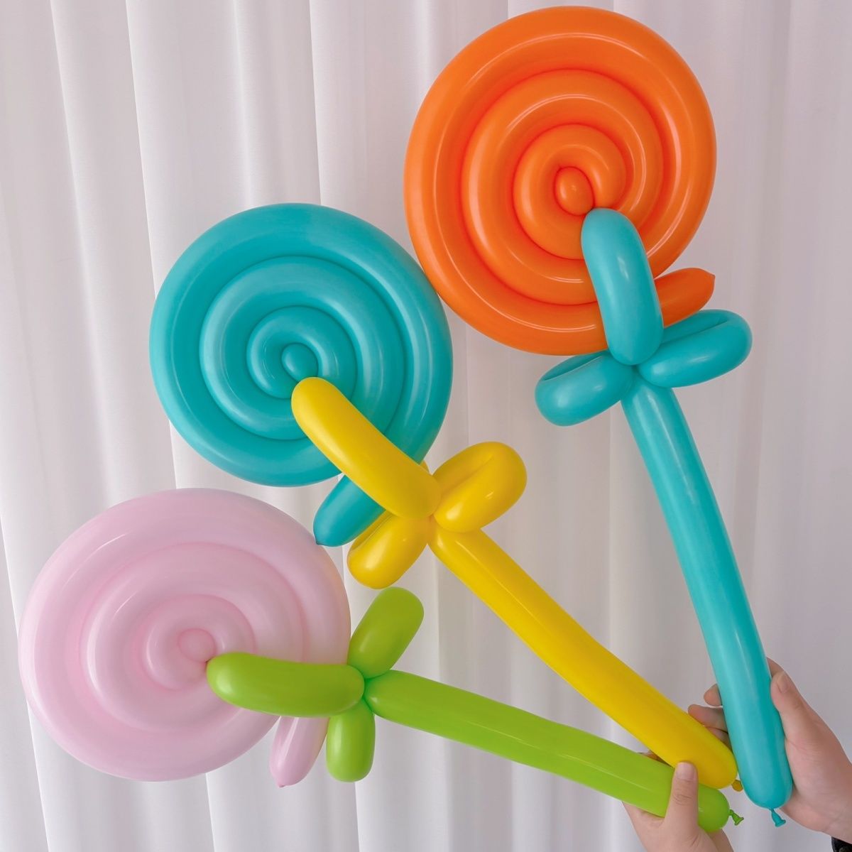 彩色超大棒棒糖气球套装生日派对场景装饰道具手工制作长条气球