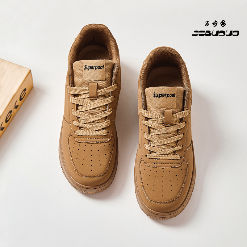 男鞋2025春季新款休闲鞋低帮透气小白鞋皮面空军运动板鞋潮鞋子女
