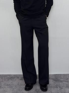 Roast lucky春秋薄款凉感抗皱直筒休闲西裤精纺男款单褶宽松长裤