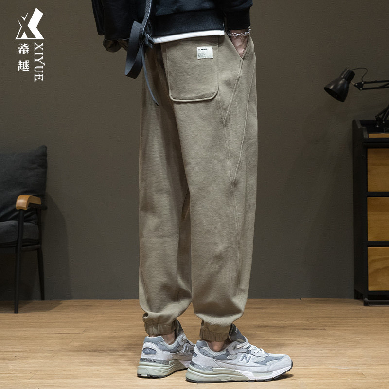 秋季新款加大薄款运动卫裤男休闲裤子男士宽松大码胖子束脚九分裤