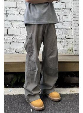 22TREE美式复古休闲直筒裤子男小众秋冬cleanfit潮流百搭宽松长裤