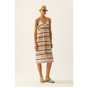 【LACERTA/莱瑟塔】2026早春新品针织两穿连衣裙条纹休闲无袖长裙