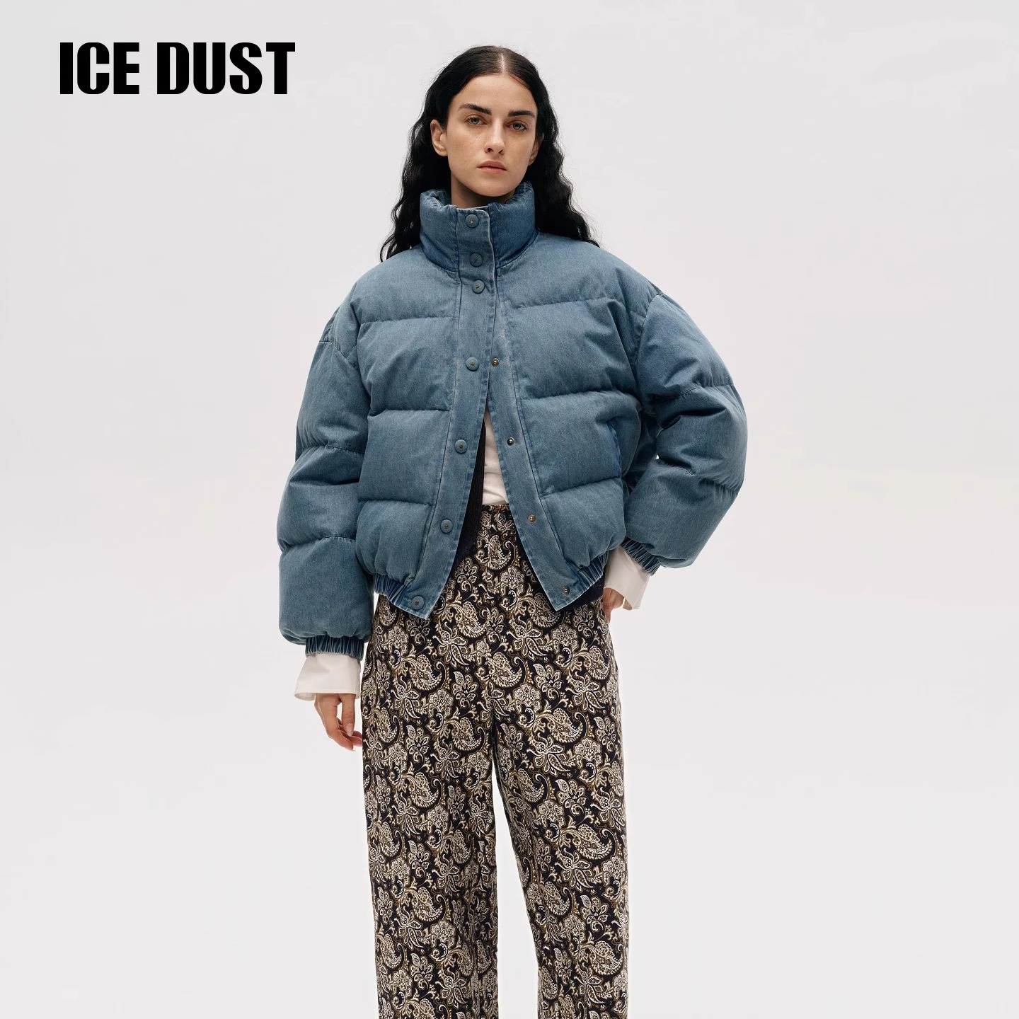 冬季新款复古小众阔腿休闲花裤子