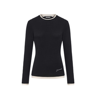 SENSEAWEEK26早春新品层次感修身上衣DMW羊毛拼接假两件打底衫