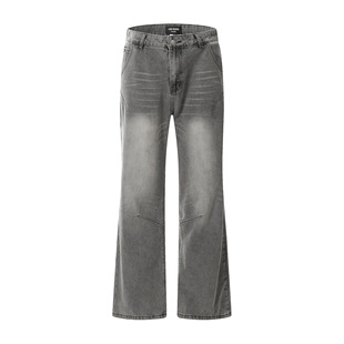 jean 男女潮牌高街重磅水洗直筒设计感辣妹长裤 11KN美式 复古牛仔裤