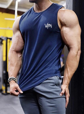 无袖背心男速干运动宽松短袖T恤潮牌ins健身衣服加大码篮球训练衣