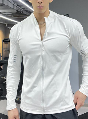 秋季新款男士立领弹力骑行服防晒长袖健身衣服运动跑步拉链上衣