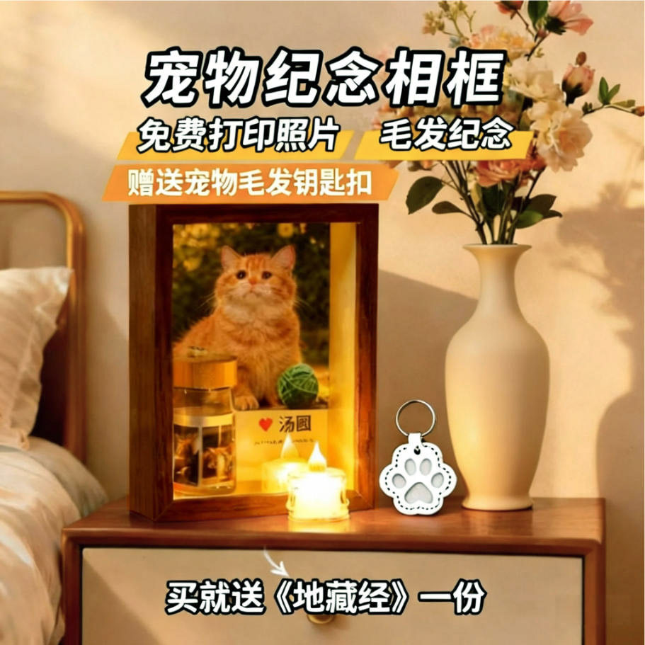 宠物留纪念照片相框毛发瓶定制