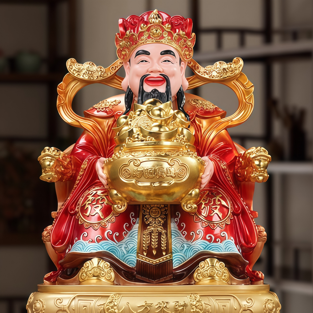 供奉家用财神摆件招财文财神店铺开业礼品红衣发财财神爷佛像精品