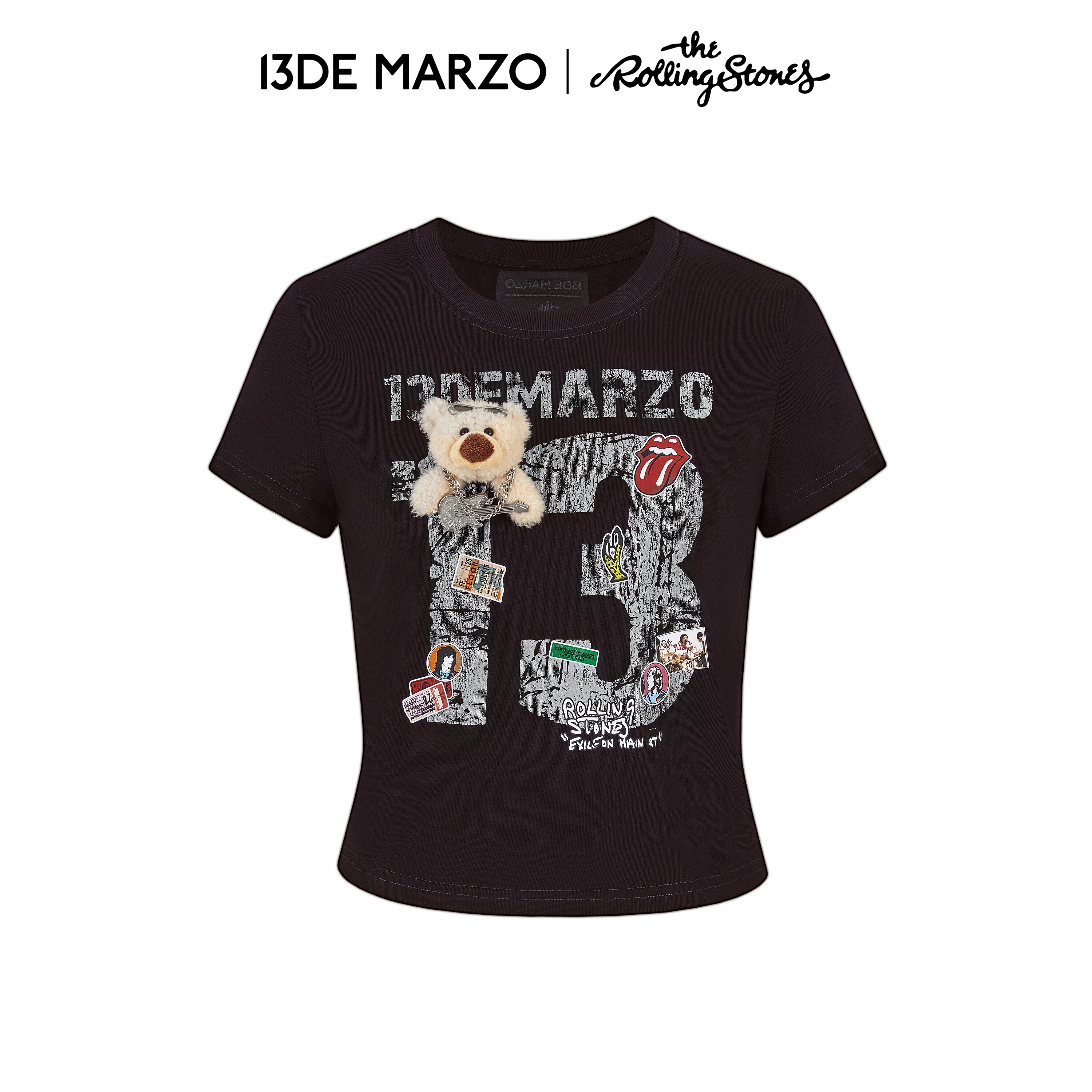 13De Marzo ของเฉพาะในประเทศ ซีรีส์ร่วมกับ Rolling Stones ฤดูใบไม้ร่วง 2026 เสื้อยืดแขนสั้นพิมพ์ลายหมีร็อก