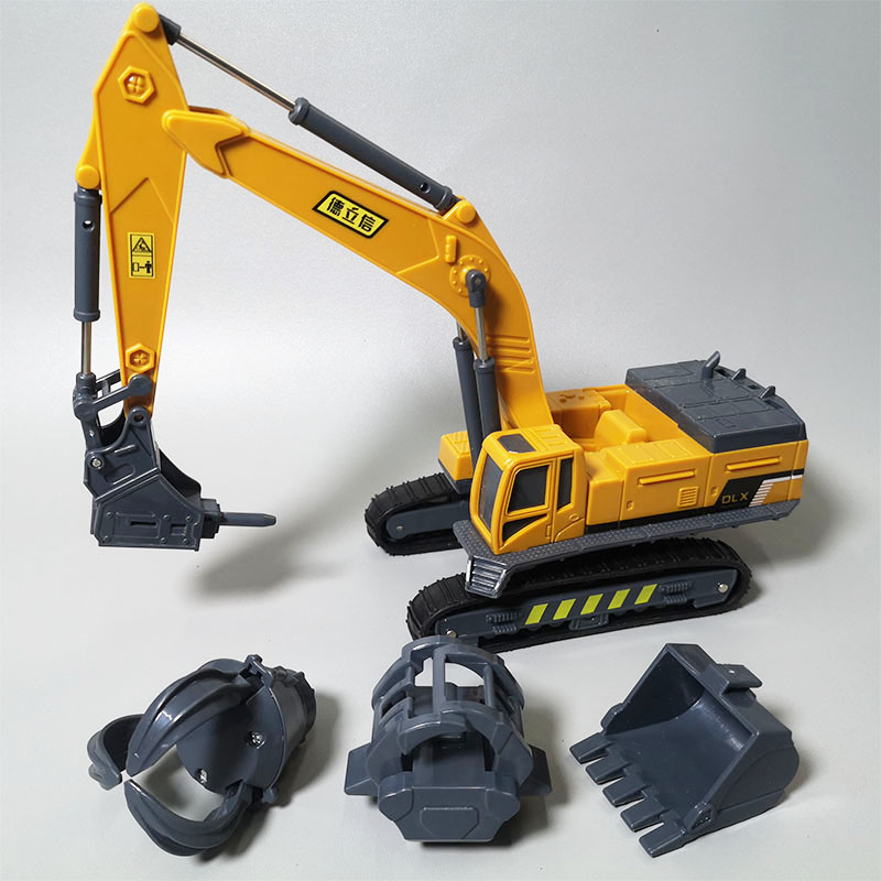 儿童工程车模型破碎锤抓木机抓石机男孩套装换头挖掘机玩具