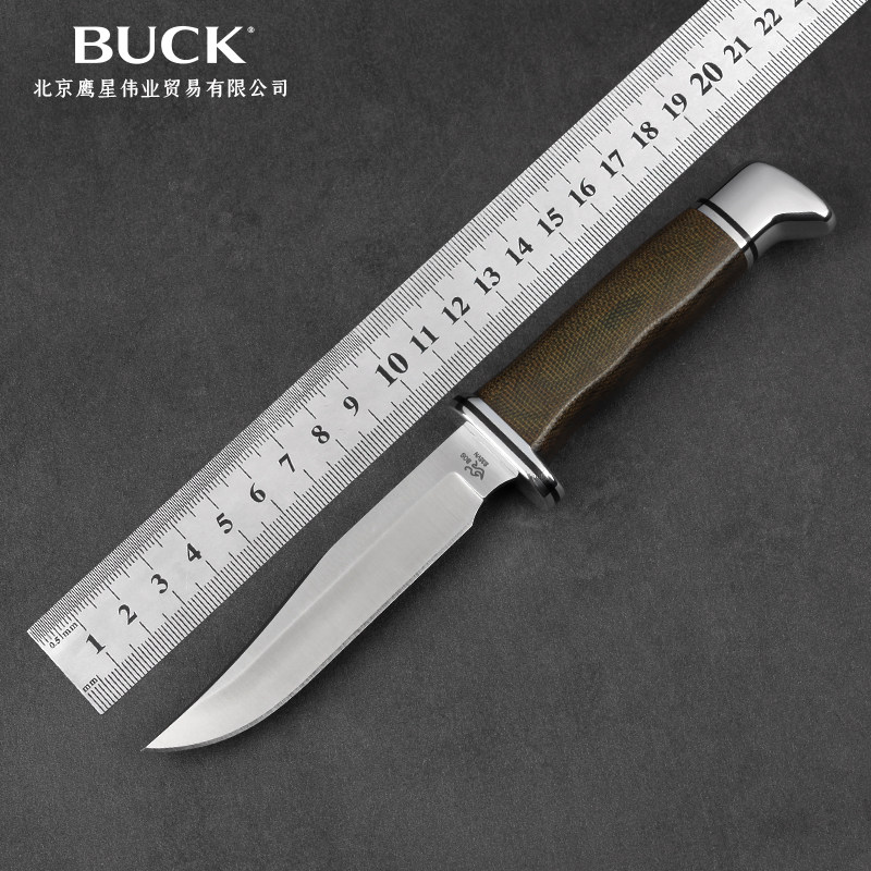buck美国巴克进口s35vn不锈钢狩猎直刀户外随身装备黑色小直刀117