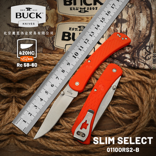 BUCK美国正品巴克进口折叠猎刀水果经典110不锈钢橙GNF柄110ORS2