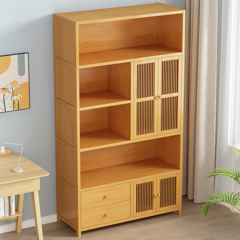 楠竹书柜简易客厅收纳架多层储物柜学生实木小书架厨房置物架落地