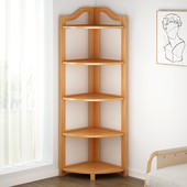 楠竹置物架转角简易多层厨房阳台储物架家用客厅墙角收纳书架落地