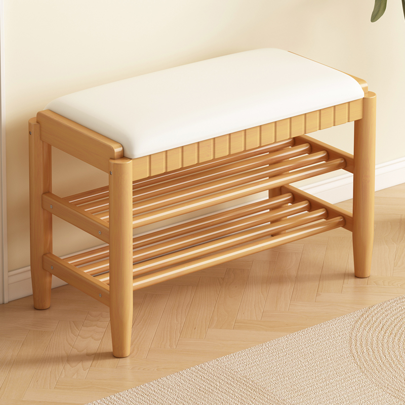 微茂实木换鞋凳鞋架简易门口鞋柜